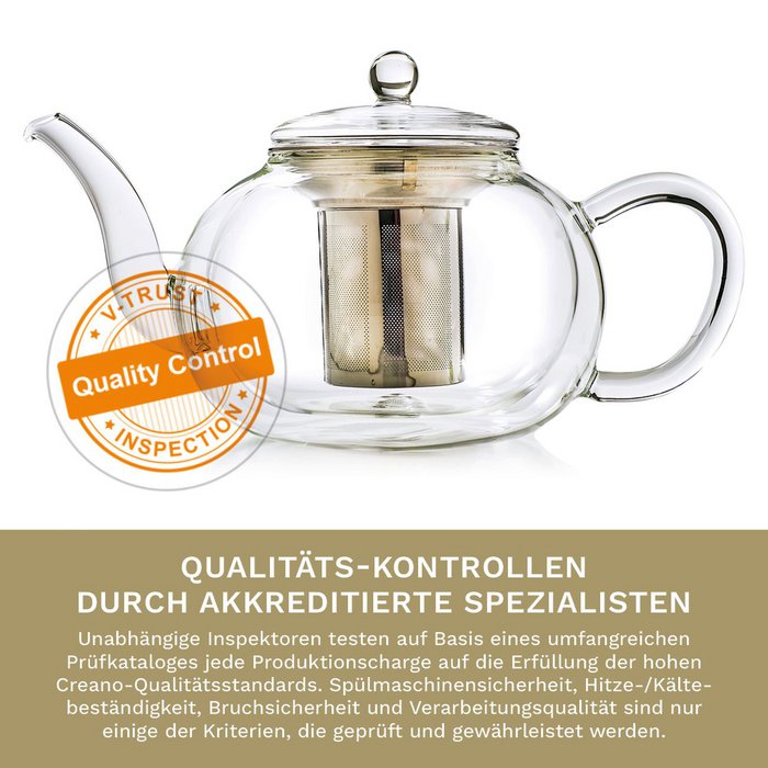 1.6l Glazen Theepot Met Geïntegreerde Roestvrijstalen Zeef - Losse Thee Bereiden Druppelvrij Alles In Een