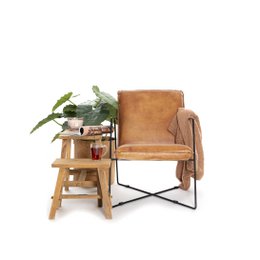 Ganesja small teakwooden stool 37x16xH:30 cm natural beauty
