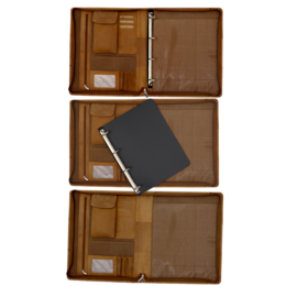 Estuche de cuero para escritura A4 - Carpeta para conferencias - Carpeta para documentos A4 - Funda para tableta y portátil - Carpeta de anillas extraíble