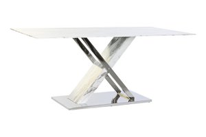 STEEL GLASS DINING TABLE 180X90X78 SIMIL MARBLE MB200029