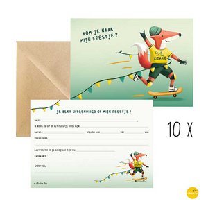 10 Uitnodigingskaarten skateboard + env