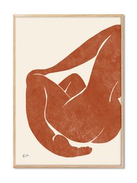 Minimalist abstract poster featuring a warm-toned organic shape. Suitable for home decor or art gallery display.