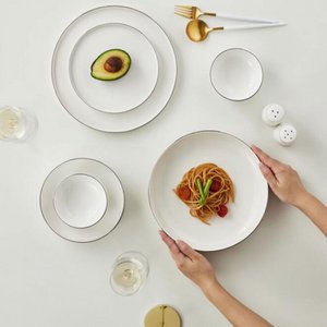 Milaan gerechten 27 pc. Wit met zilveren rand