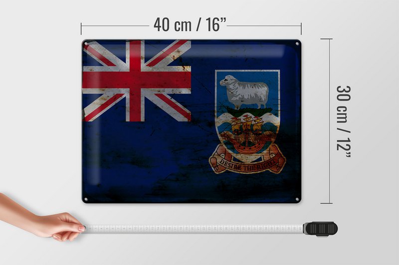 Tin Sign Flag Falkland Islands 40x30cm Flag Rust