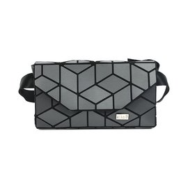 Elegant and discreet waist bag with a geometric pattern design in shades of gray. Made of durable materials for everyday use.