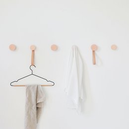 Round Beech Wood & Copper Wall Hook / Knob