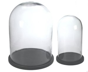 Glasglocke mit Fuß schwarz s/2