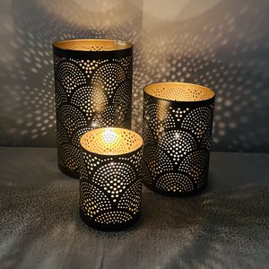 Kerzenlaterne Schwarz & Gold
