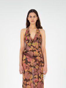 Braunes Oberteil mit Eisblumen-Print