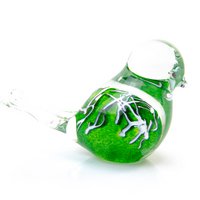 Green Glass Bird - white striped - ø 12 cm - Handmade