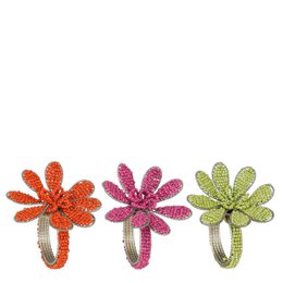  Assorted flower-shaped napkin holders in orange, pink, and green colors.