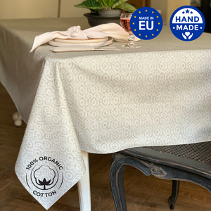 Rechteckige Tischdecke, 100 % Bio-Baumwolle, bedruckt | Helga