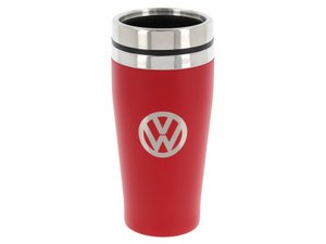 Volkswagen VW Edelstahl-Isolierbecher, doppelwandig, 450 ml in Geschenkbox – Logo/Rot