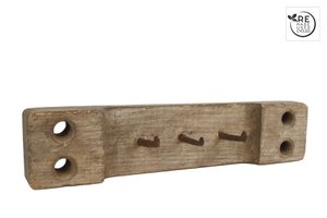 3R Kapstok Jax 3 haken naturel gerecycled hout 45x12x8cm