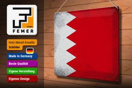 Tin Sign Flag Bahrain 40x30cm Flag of Bahrain Vintage