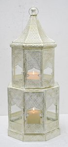 FAROLA METALEN KRISTAL 30X30X71 DESGASTADO BLANCO FA200156