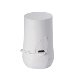 A white, cylindrical cream dispenser with a simple, minimalist design.