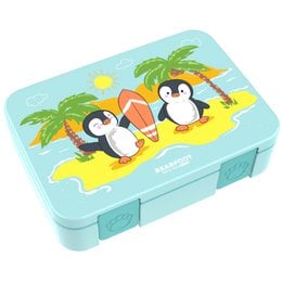 Colorful and durable snack box with penguin design, perfect for kids' lunches or snacks. Features multiple compartments, leak-proof design, and a capacity of 950ml.
