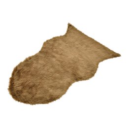  A large, rectangular brown faux fur cushion or throw measuring approximately 90cm wide by 60cm high.