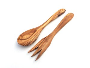 2er Set Salatbesteck Paris 20 cm Salatlöffel Olivenholz