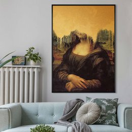 Drippy Mona Lisa Guld Graffiti Print