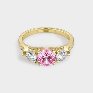 Zilver en goud roze zirkonia ring