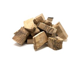 Rookhout voor het roken van olijven, hier 1 kg brokken of houten blokken