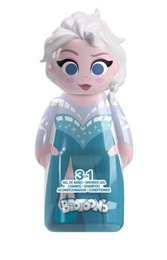  Frozen Elsa character-shaped bath foam shampoo bottle, white hair, turquoise dress, kids bath product.