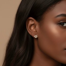  Heart-shaped stud earrings with zircon stones, a stylish and elegant accessory.