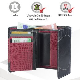 Sunsa damesportemonnee. Leren portemonnee. Portemonnee met RFID-bescherming. Portemonnee gemaakt van overgebleven leer. middelgrote portemonnee voor dames met veel creditcardvakjes - portemonnee voor dames, cadeau-idee