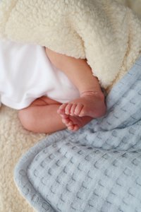 Baumwoll-Teddy-Wafel-Babydecke, Herbst-Babydecke, Winter-Babydecke, Babydecke, 70 x 100 cm Bouclé-Decke