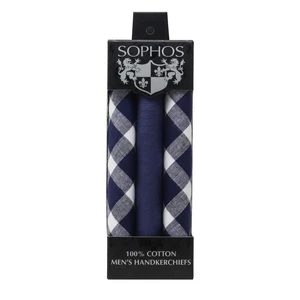 Pack of 12 x Blue Plain / Check Handkerchiefs