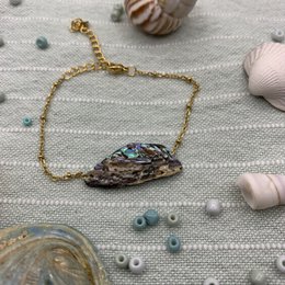 Skal armbånd | paua/abalone gyldent rustfrit stål håndlavet hav