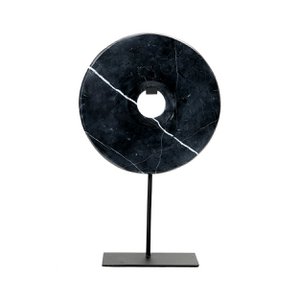 The Marble Disc on Stand - Zwart - L