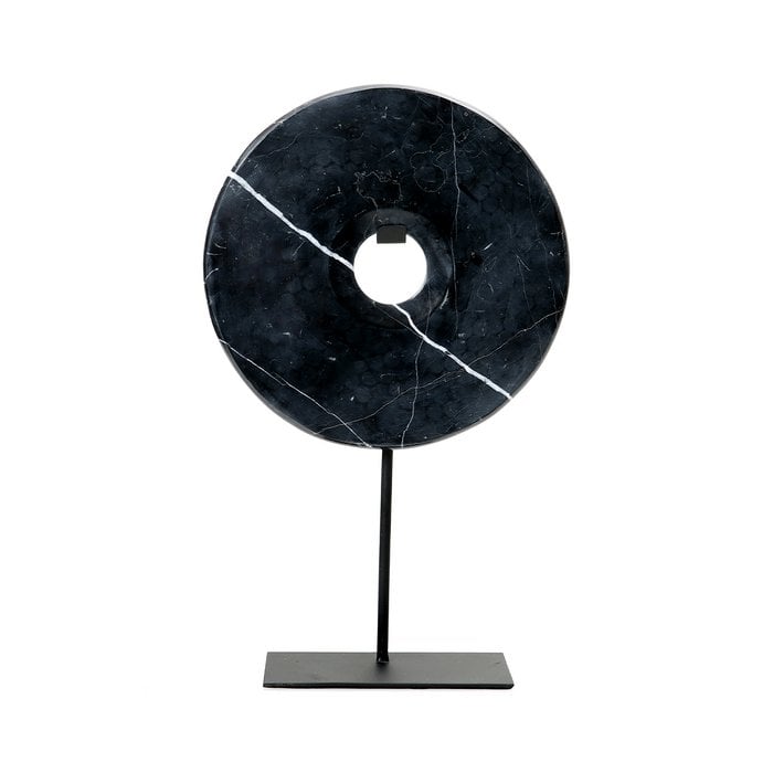 The Marble Disc on Stand - Zwart - M