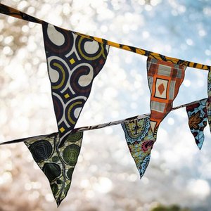 WIMPEL GARLAND GEMAAKT VAN WAX FAART | 5 meter | handgemaakt en redelijk verhandeld