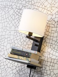 Wandlamp Florence plank+usb+kap 1815 zwart
