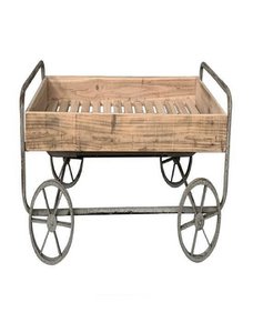 METALEN TROLLEY 110X67X46 NATUURLIJKE RUSTIEKE TROLLEY MB206182