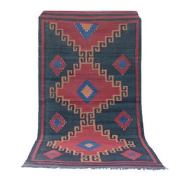 Alfombra Kilim Gris Rojizo Moderna