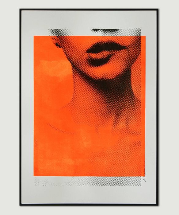 Mixed Media - Biting Lip in Neon