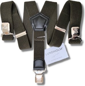 Lundholm Suspenders men's adults army green 3 clips - extra sturdy high quality - Scandinavian design - men's gifts tip | Lundholm Bastad series