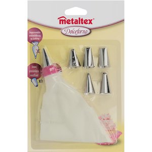 Metaltex Piping Bag 31cm + 6 stainless steel nozzles