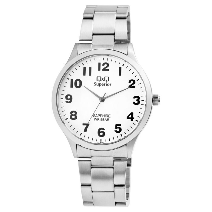 Q&Q Superior men's wristwatch, stainless steel, sapphire crystal, bar