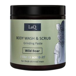  A thick, exfoliating body wash and scrub for men with wild boar extract, designed for deep cleansing and skin rejuvenation.