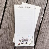 Writing block made of recycled paper | Motorhome on a camping vacation | DIN format (long) | 99 x 210 mm | Dotted