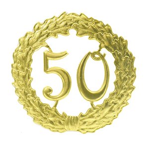 Jubileumnummer 50, zonder draad, D18cm, goud