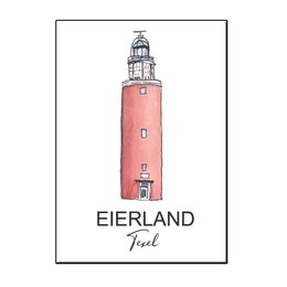 A6 CITY ICON LIGHTHOUSE TEXEL CARD - Christmas card featuring an illustration of a red and white lighthouse on the island of Texel.