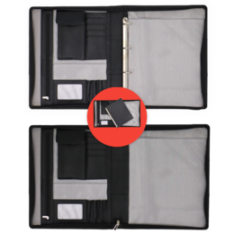 Estuche de cuero para escritura A4 - Carpeta para conferencias - Carpeta para documentos A4 - Funda para tableta y portátil - Carpeta de anillas extraíble