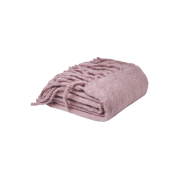  Plaid acrylic lilac throw blanket, 130x170cm in size, with a soft, textured surface and fringe detailing.