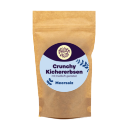 Crunchy chickpeas seasoned with sea salt. 90g or 500g bag sizes available. Vegan, gluten-free, and high in protein.